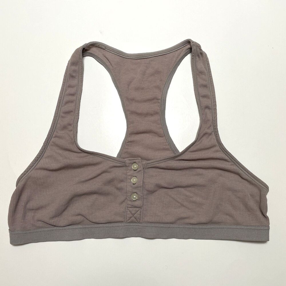 Madewell Womens Rib Knit  Front Button Placket Bralette XS Dusty Mauve Racerback